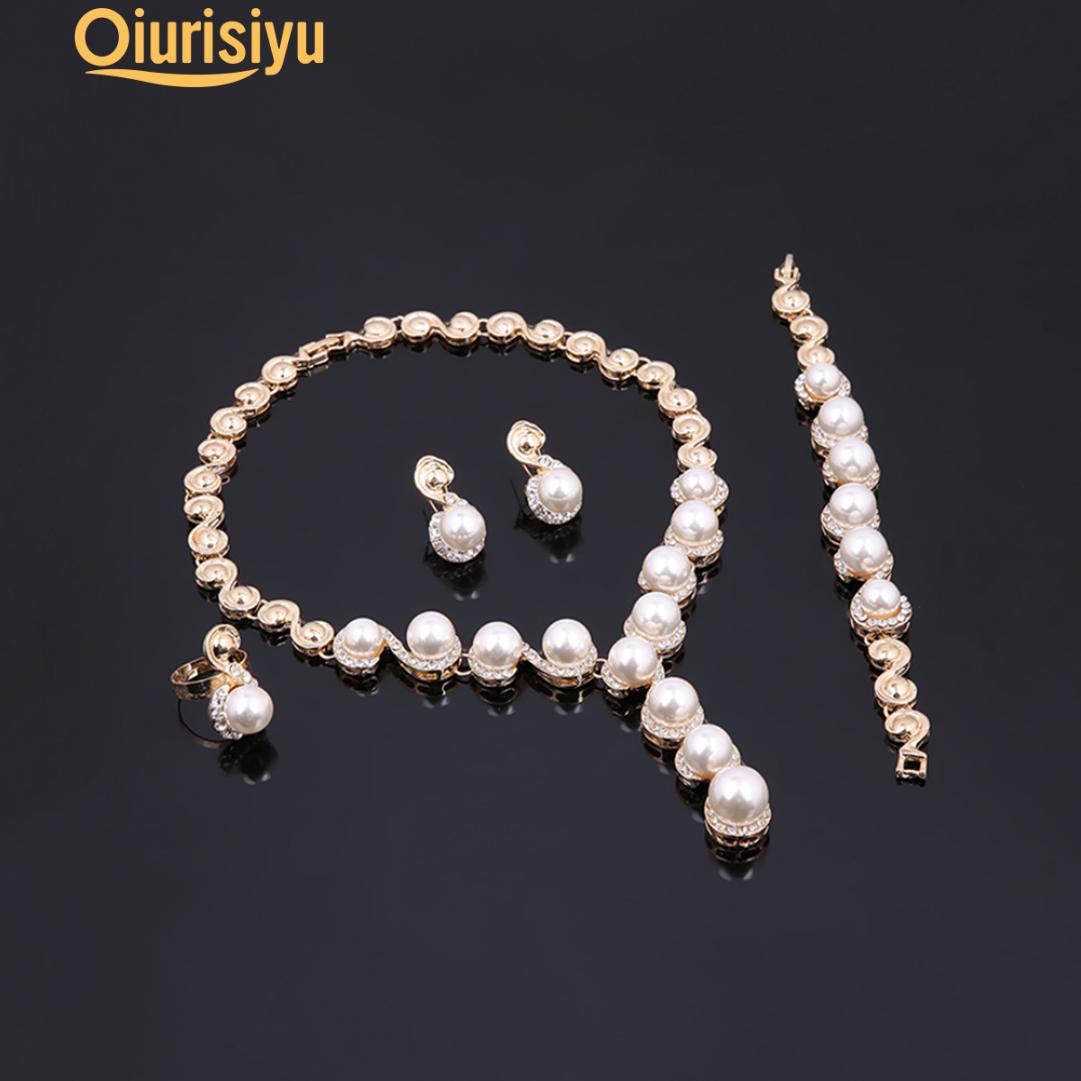 

CDOY женщин ожерелье браслет серьги серьги кольцо комплект ювелирных изделий белый