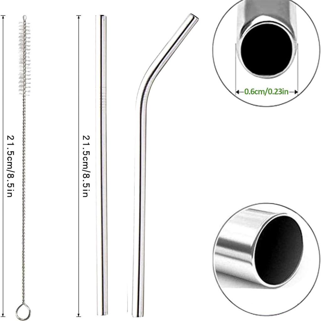 Stainless Steel Metal Drinking Straw Straight or Bent Tip For Juice Coffee Reusable Kitchen Tool