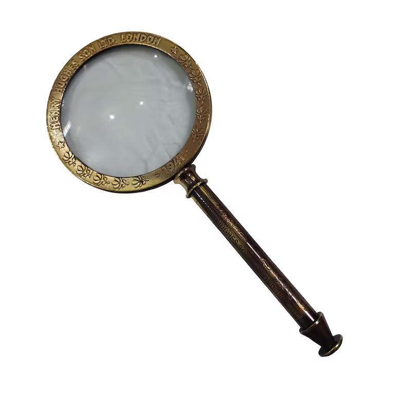 1941 British Empire Magnifying Glass: Antique Brass Victorian Reader