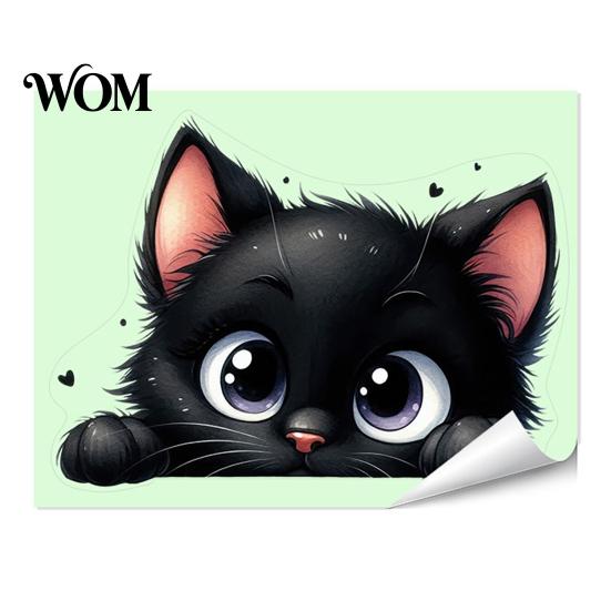 Cute Animal Switch Sticker Luminous Light Decals, Glow in The Dark Cat Sticker, Cartoon PVC Wall Art Mural for Bedroom Living Room Waterproof Decal