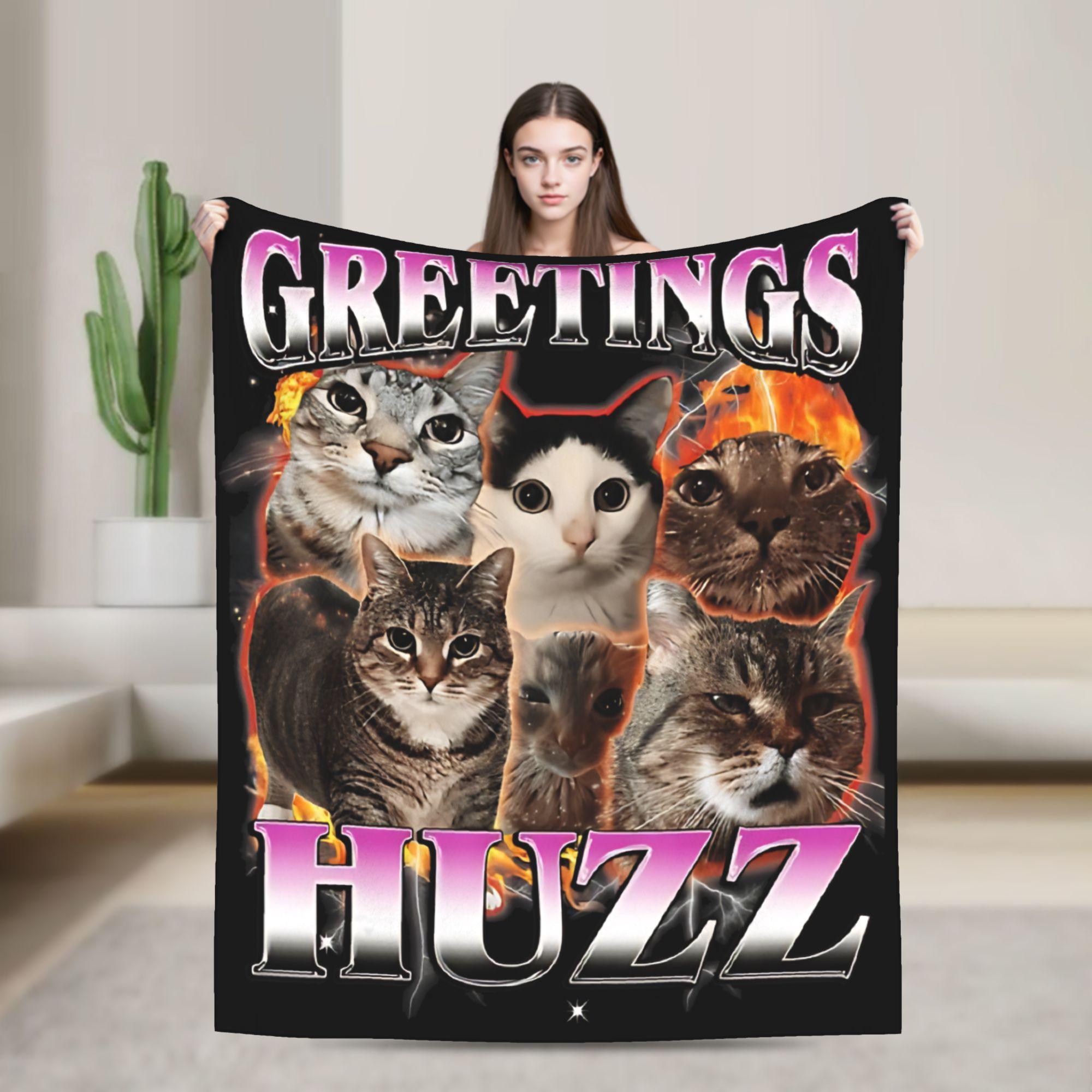 Lollipop Cat Meme Greetings Huzz Funny Silly Cats Flannel Blankets Autumn  Soft Throw Blanket for Kids Bedspread Sofa Bed Cover 75x90cm