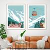 Abstract Landscape Winter Snow Mountain Forest Skiing Wall Art Poster Canvas Painting Prints Wall Pictures for Living Room Decor