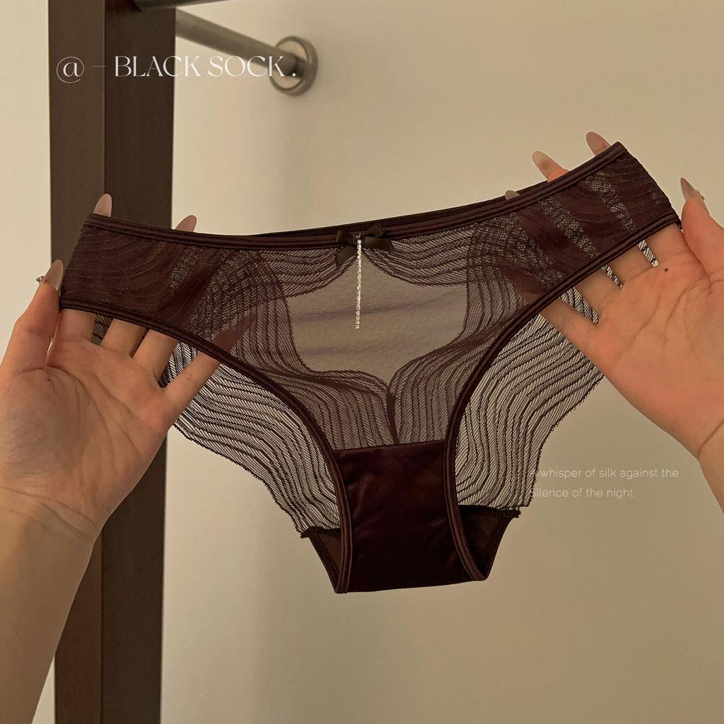Ladies Summer Thin New Sexy Lace Mesh Transparent High Fork No Mark Low Waist Briefs