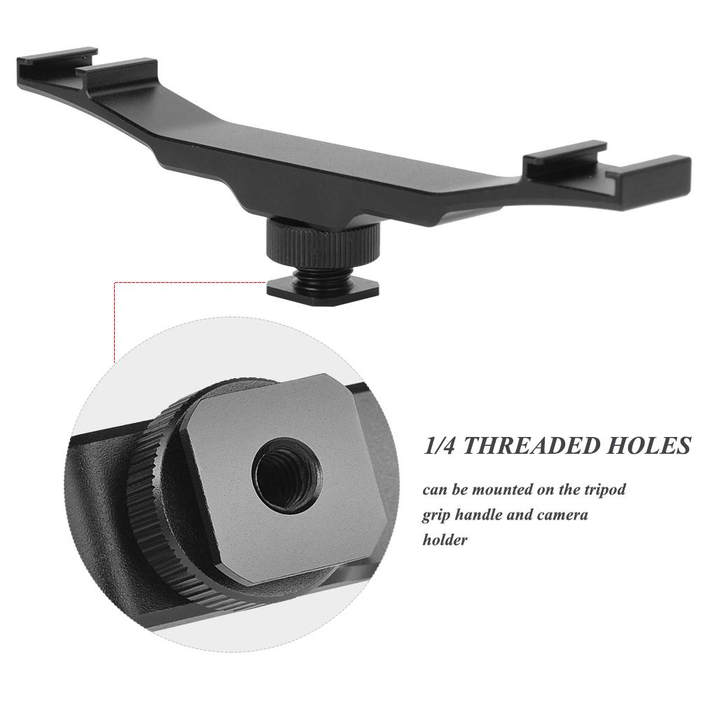 Double End Cold Shoe Mount Bracket Extension Rod for Camera Flash Fill Light Microphone Holder