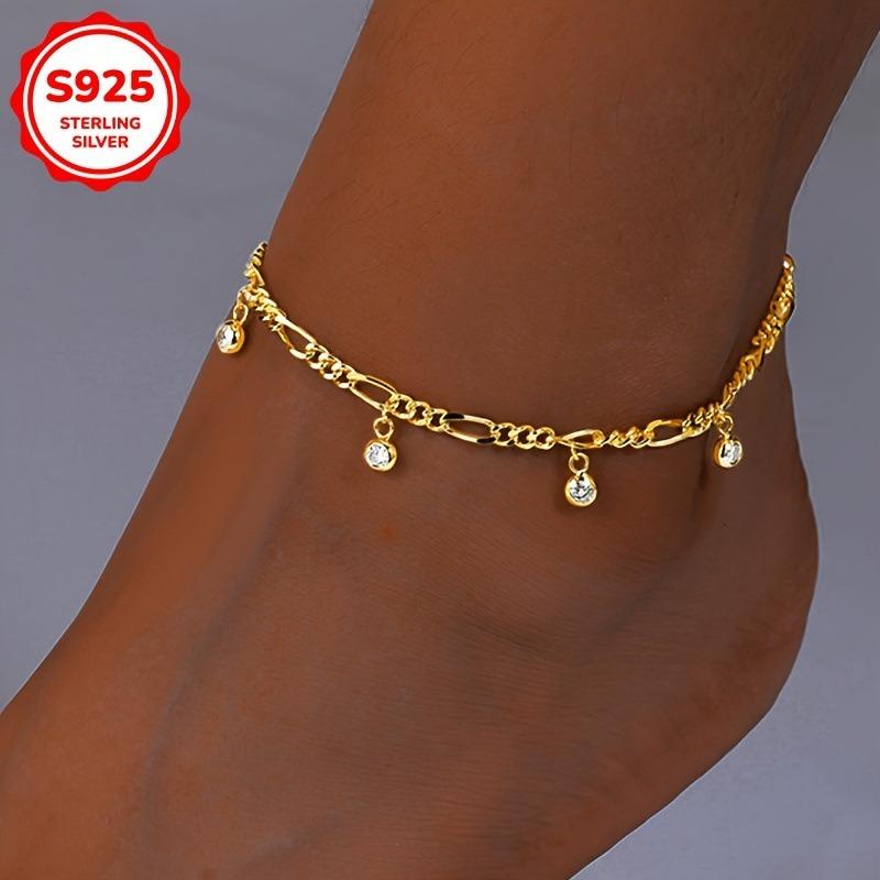 French Personality Hip-hop Style Chain Inlaid Zirconia Anklet Female Fashion Retro Hundred Matching Footwear