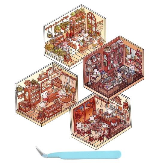 

Набор 3D-наклеек для самостоятельного изготовления, многоразовые наклейки для снятия стресса с пинцетом для супермаркета, кофе