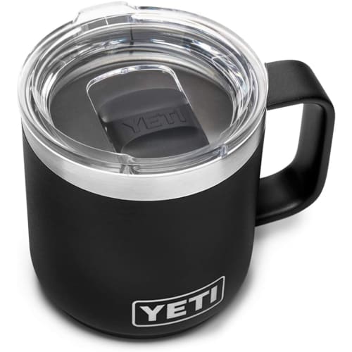 YETI Rambler 10oz (296ml) Stainless Steel Insulated Mug with Magnetic and Sliding Lid (Black) - Available in a Variety of Colors