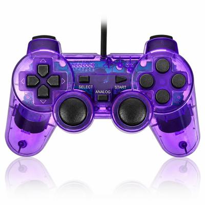 The Feel of Those PS2 PS1 Clear Vibration Analog Compatible [Relive Days!] Controller, Wired, Compatible, Color, Function, (Clear Purple)
