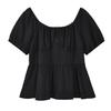 Large Size Age-reducing Sweet Square Neck Short-sleeved Shirt for Women's 2026 Summer New Waist-closed and Thin Top 234857
