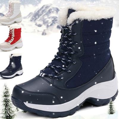 Snow Boots Woman Solid Shoes Woman Lace-Up Ladies Shoes Soft Ankle Boots Warm Lightweight Winter Ladies Boots Botas Mujer