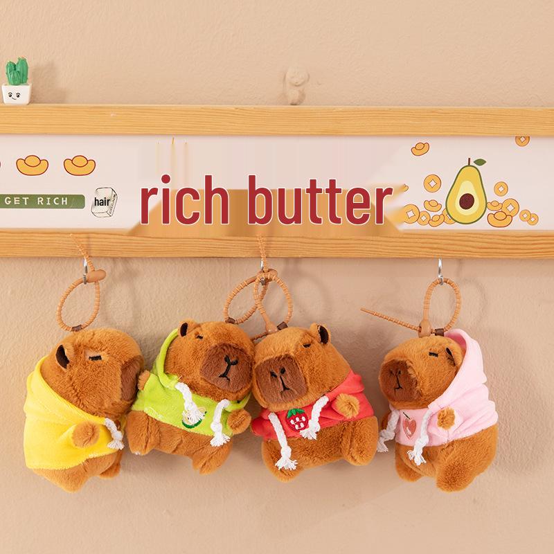 Cross-Border Capybara Plush Keychain: 4-Inch Claw Machine Doll with Bag Decoration Pendant