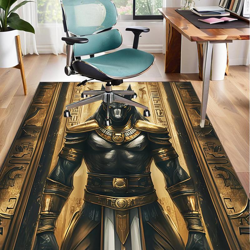 Ancient Egyptian Pharaoh Office Rug Chair Mat, Game Carpet, Suitable for Front Door, Bedroom, Living Room, Desk, Holiday Gift