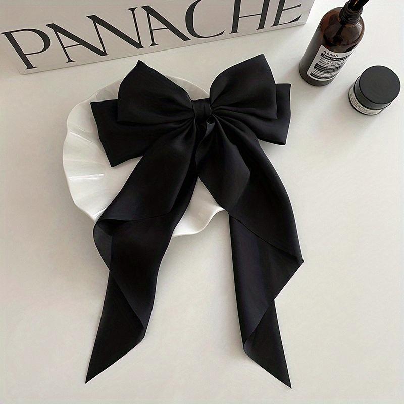 Elegant Fabric Bow Tie Hair Clip, Solid Color Duck Bill Long Streamer Hair Accessory, Single Piece Sweet Style Hairpin for Women