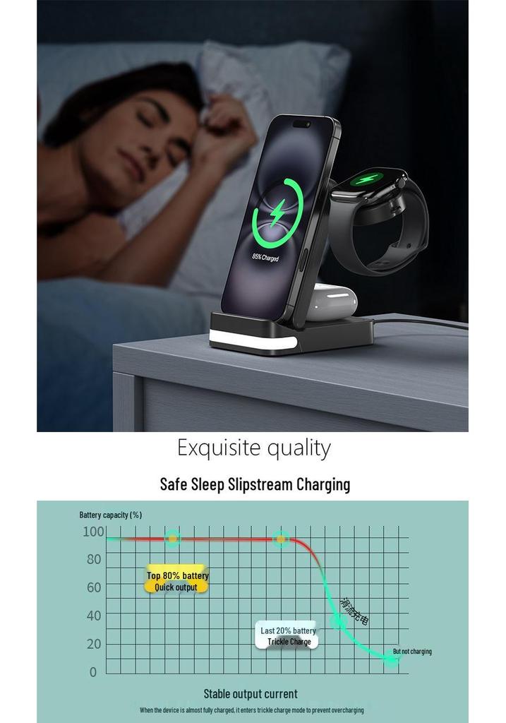 New Foldable Wireless Charger: Compatible with Huawei, Apple, Samsung Phones, Watches & Earphones, Hot-Selling 3-in-1 Device