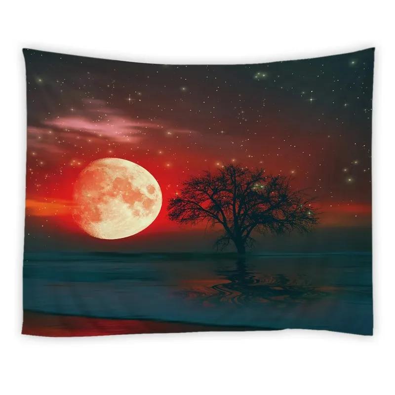 Ночное небо луна декоративный гобелен украшение для офиса гостиной домашний настенный — фото 8