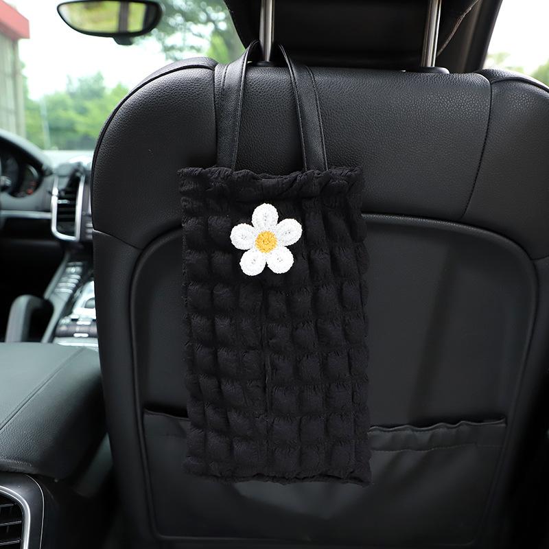 New Car Tissue Box Temperament Puff Grid Car Seat Hanging Paper Drawer Cartoon Bear Car Tissue Drawer