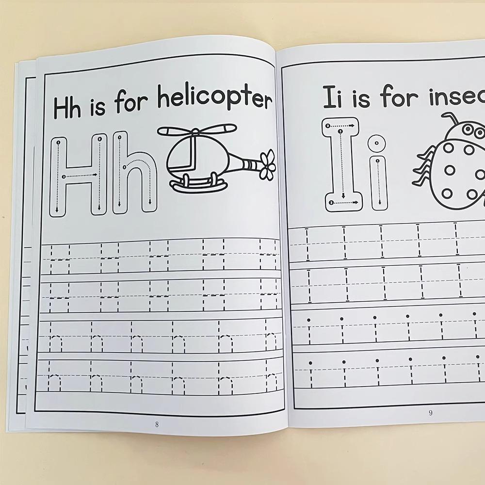 Pisanie po śladzie Liter A-Z Wielkie i Małe Pisanie i Kolorowanie Zeszyt Ćwiczeń Przedszkole Nauka Angielskiego Montessori Format A4