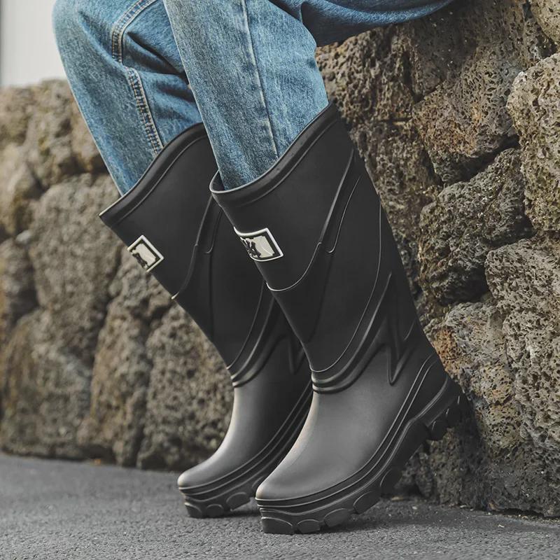 Men's Versatile High-Top Waterproof Non-Slip Rain Boots for Outdoor Activities and Fishing