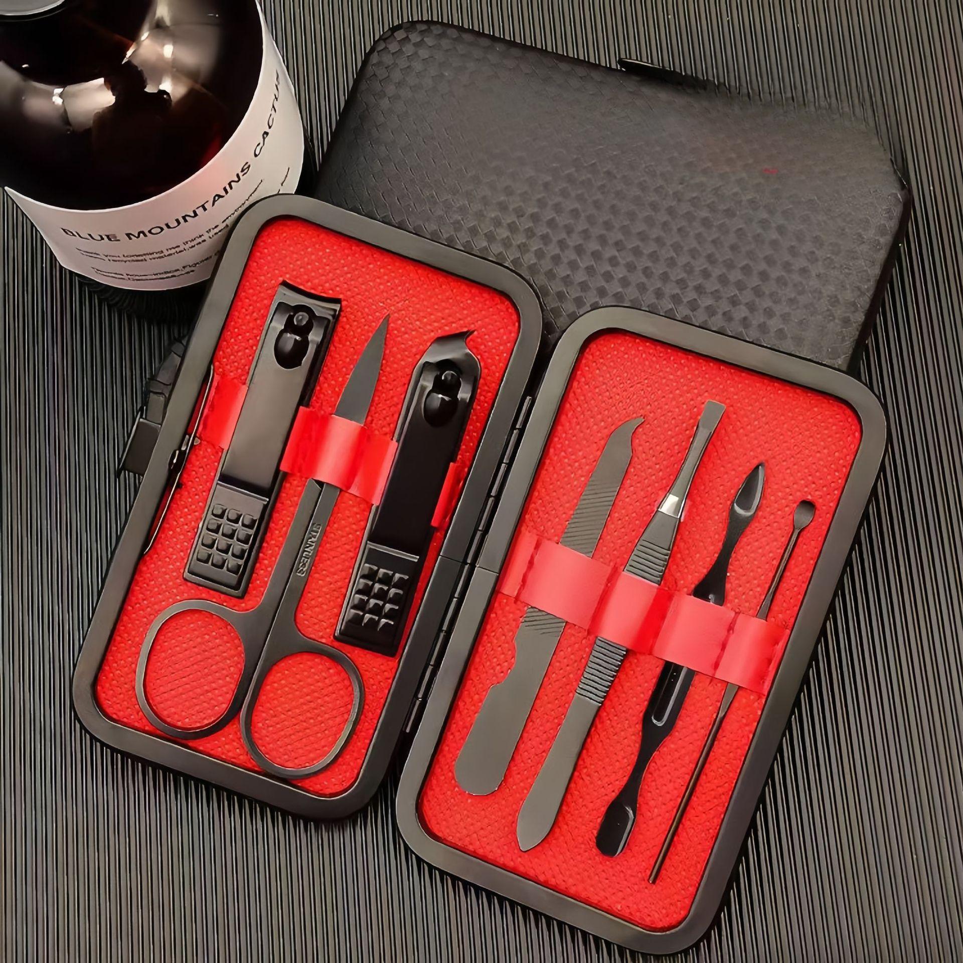 

Профессиональные кусачки для ногтей — острые, легкие и прочные; Прецизионные инструменты для маникюра и педикюра для мужчин и женщин 7PCS/Set красный