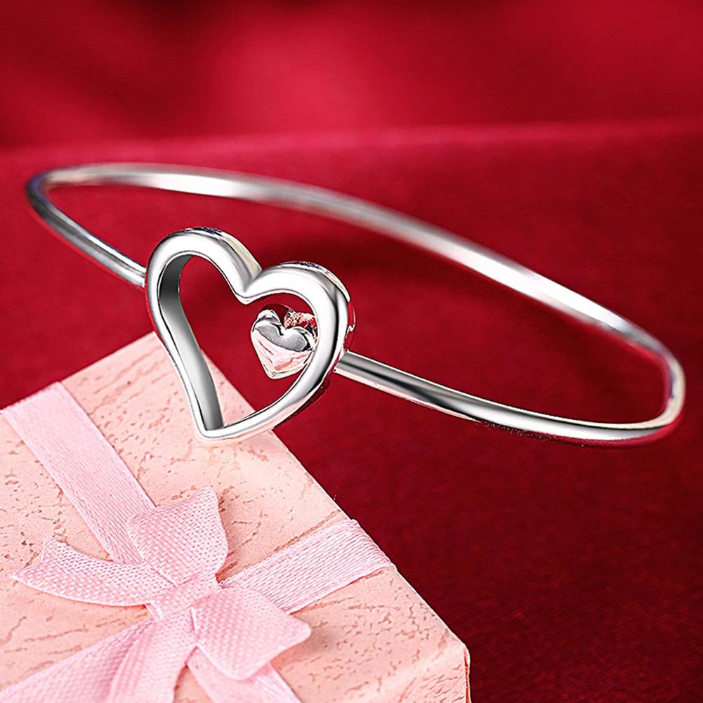 Bracciali Trendy in Argento 925 Braccialetto Charms Carini Aperti per Donne Gioielli di Moda Regolabile Dimensioni Bracciale Manicotto Festa di Matrimonio