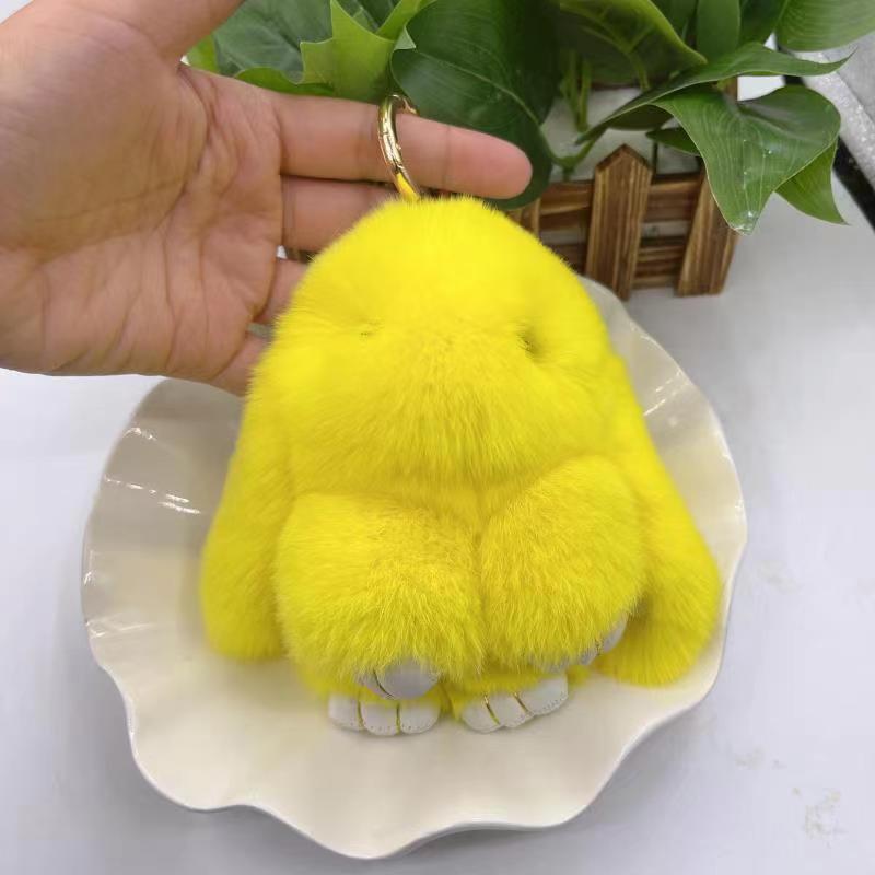 Rex Rabbit Fur Plush Keychain: Cute Rabbit Pendant Toy for Bag or Car