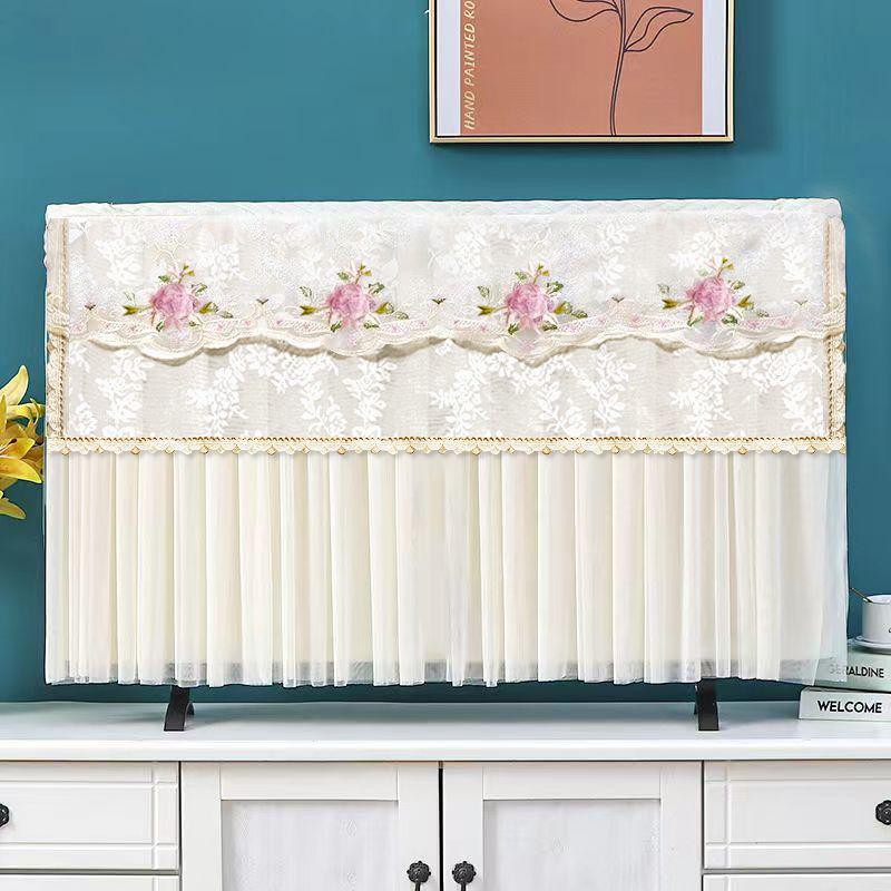 Universal Chinese Style Dustproof TV Cover - Full Wrap, Boot Up Without Removal, 55-75 Inch Compatibility