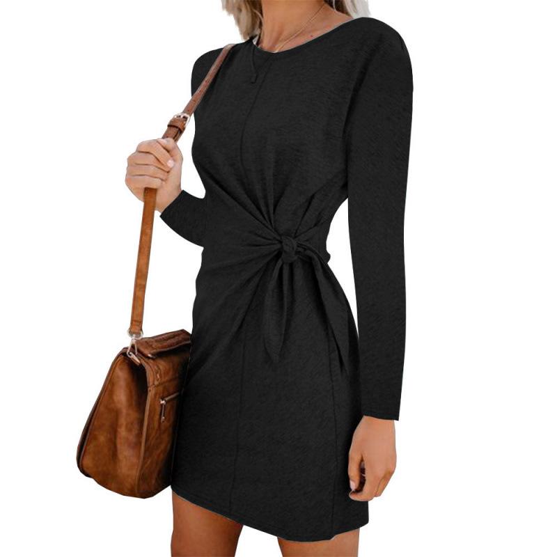 

European & American Style Women s Lace-up Loose Short Sleeve Round Neck Dress (2026 Edition) Large