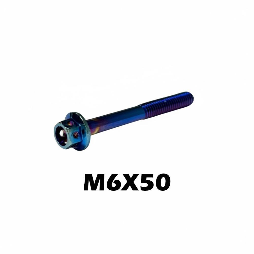 High Quality M6 Titanium Bolt With Drilled Holes Blue Hex Head Screws 10/15/20/25/30/35/40/45/50/60 Titanium Screws Motorcycle