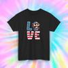 Love T-Shirt | American Flag Patriotic Dog Graphic | 4th of July Tee | S-5XL