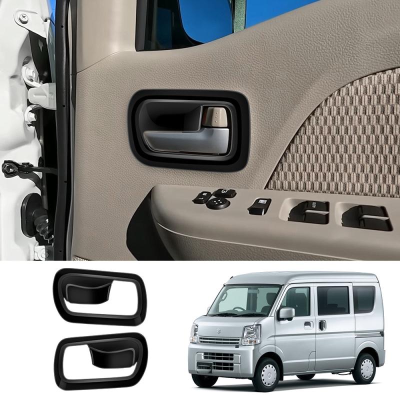 FOR SUZUKI EVERY 2024 2025 ABS Carbon fiber black Car Inner Door Handle door Bowl cap Covers Trims Stickers Interior Accessories