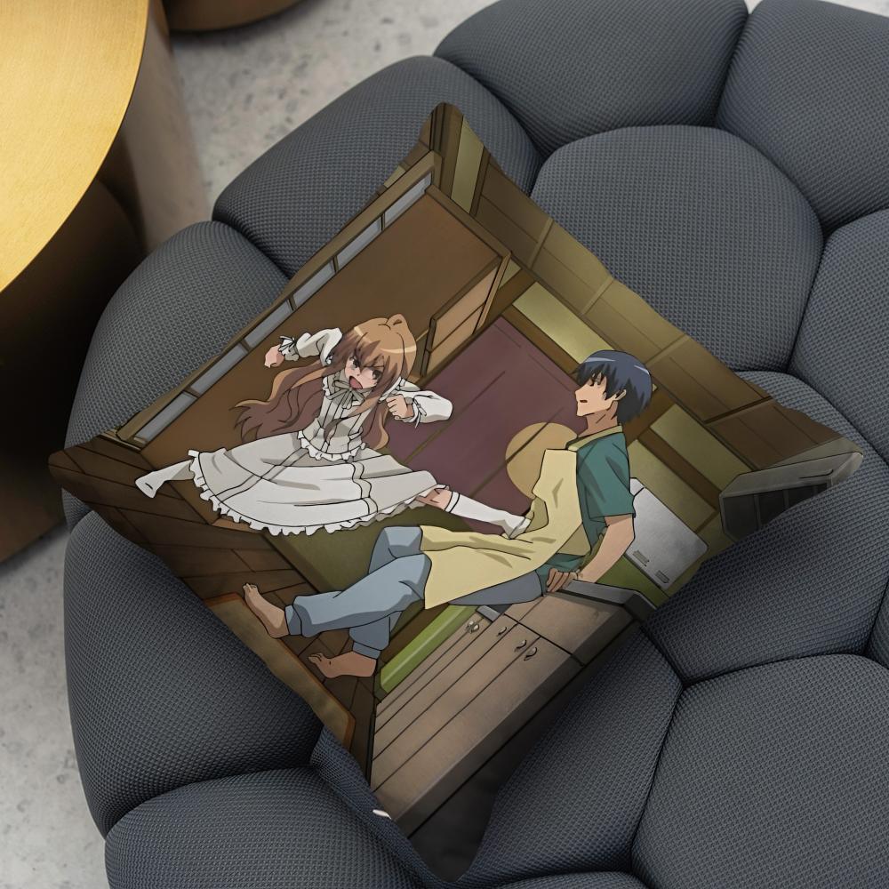 Toradora! Cushion Cover Reversible Plush Pillow Cover – For Car, Sofa, Bedroom, Perfect As a Gift.