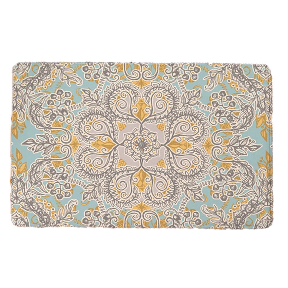 Retro Flower Style Soft Flannel Doormat Kitchen Mat Anti Slip Water Absorb Carpet 40*60cm (1)