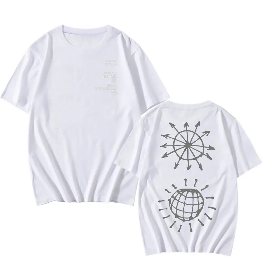 Kiss All The Time Disco Occasionally Album Graphic Tees HarryStyles Singer Design Print T-shirt Short Sleeve Male Shirt