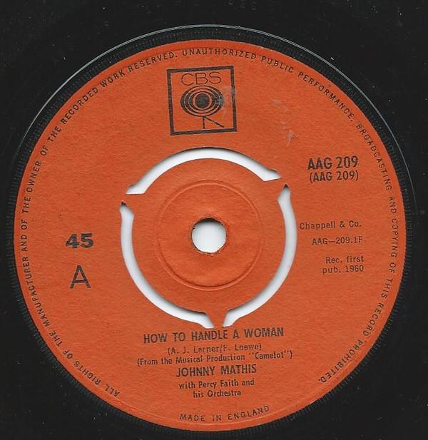 

7inch Record JOHNNY MATHIS How To Handle A Woman AAG209 CBS 1963 UK Rock Used