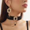 Stylish Layer Rhinestones Waterfall Necklace With Matching Earrings Jewelry Set