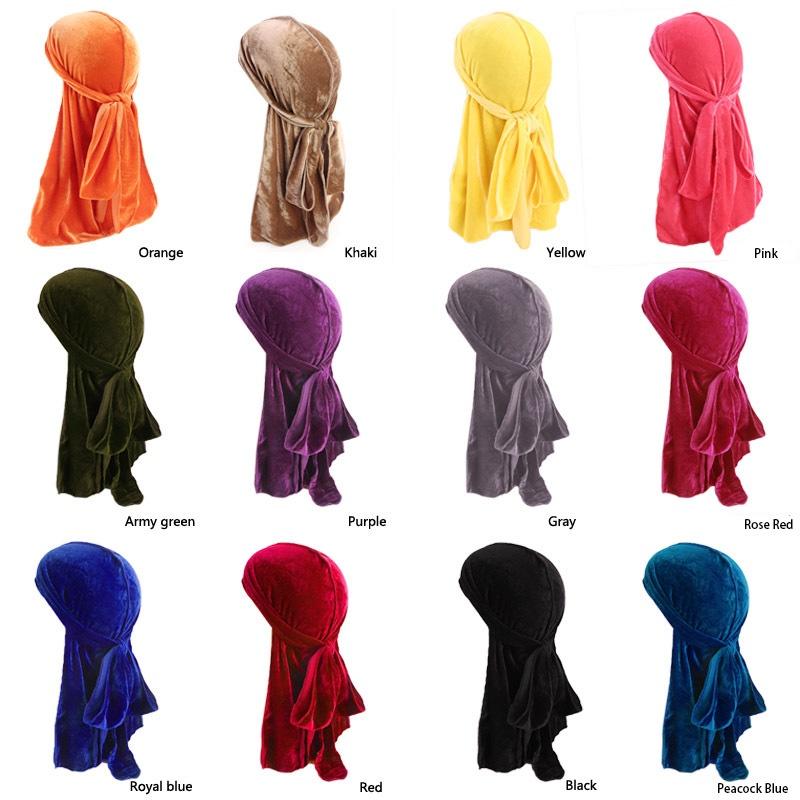Men Unisex Women Velvet Breathable Bandana Hat Turban Caps Doo Headwear Durag
