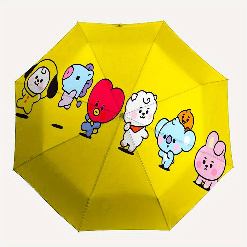 1pc BT21 Characters Circle Design Umbrella with Plastic Handle,Suitable for All Seasons Home Travel Outdoor UmbrellaM1122