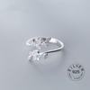 925 Sterling Silver Rings For Women Geometric Fine Jewelry Finger Adjustable Cute Flower Leaf Zirco Ring For Party Birthday Gift