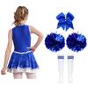 Girls Cheerleading Dance Dress Shiny Sequins Patchwork Invisible Zipper Back with Bow and Socks
