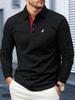 Men's Golf Polo Shirts - Long Sleeve Casual Summer Printed Horse T-Shirt - Stylish and Versatile Top, Geometric Design, Lightweight Polo Golf Shirt