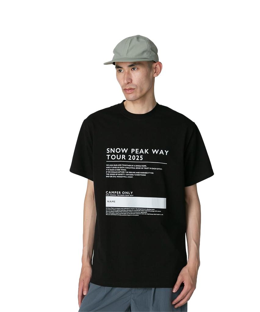 Snow Peak SPW Tour 2025 T-Shirt, Size M, Black, TS-25SU102, Perfect for Festivals, Camping, and Outdoor Activities