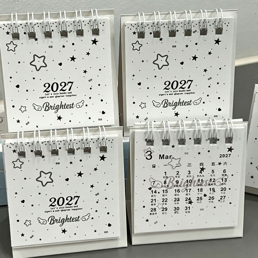 Portable 2027 Desk Calendar Polka Dots Paper Calendar Cute Mini Desktop Calendar  Desk Decor