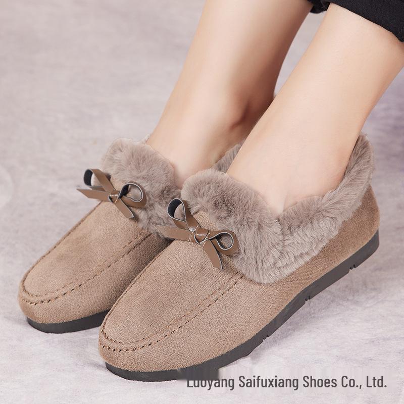 

Fuzzy Women s Winter Velvet-Lined Moccasins - 2024 New Style Lamb Wool Home Slippers 36