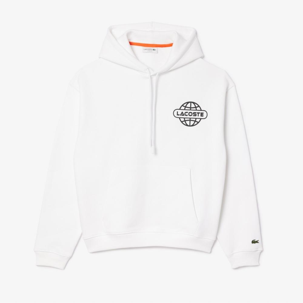 

LACOSTE Мужская толстовка с капюшоном и графическим рисунком [белый]