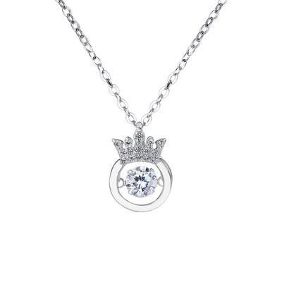 Sterling Silber Smart Crown Halskette Pulsierende Herz Licht Luxus Minderheit Alle-Spiel Einfache