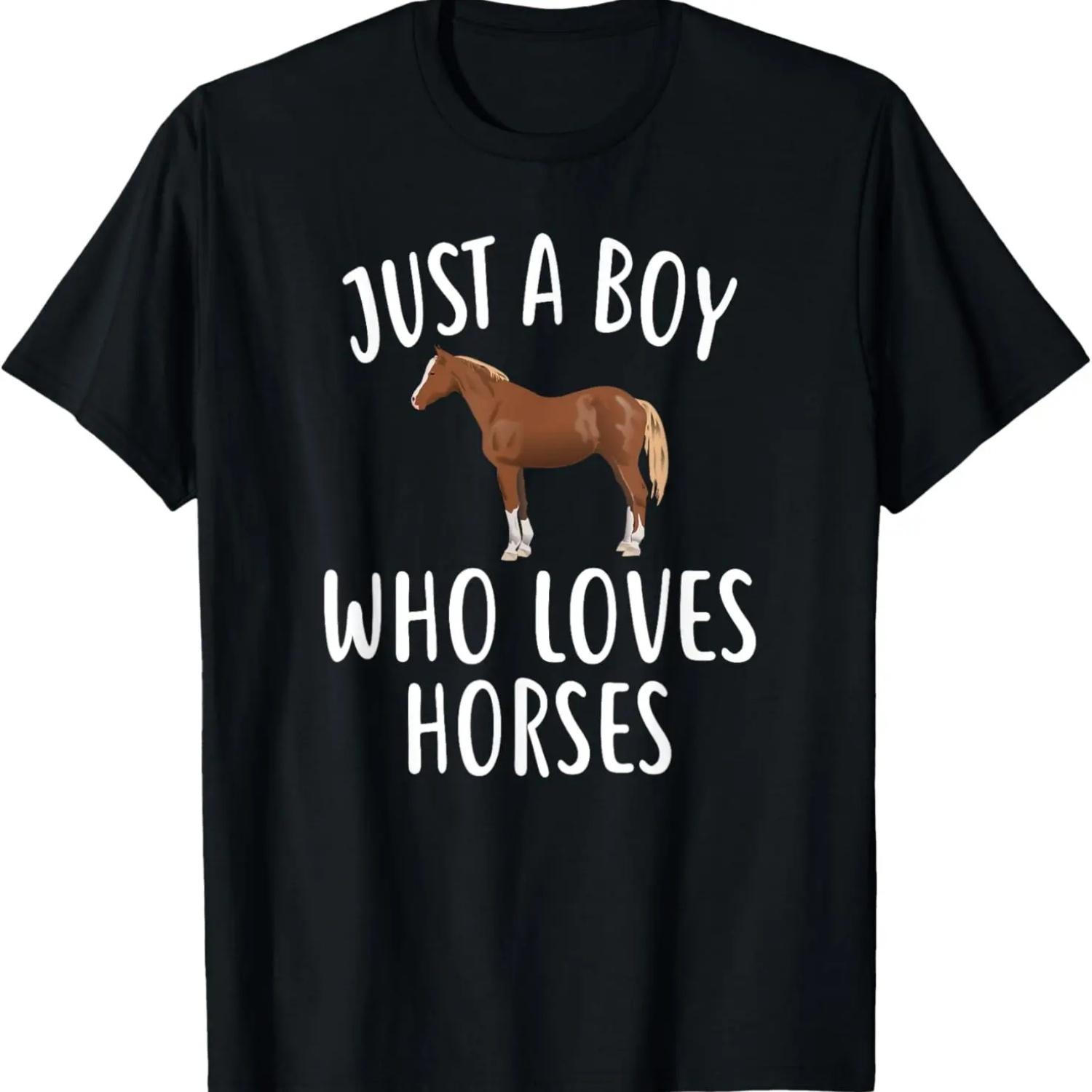 Just A Boy who loves HORSES Shirt Funny HORSE T-Shirt XXXXXL чёрный