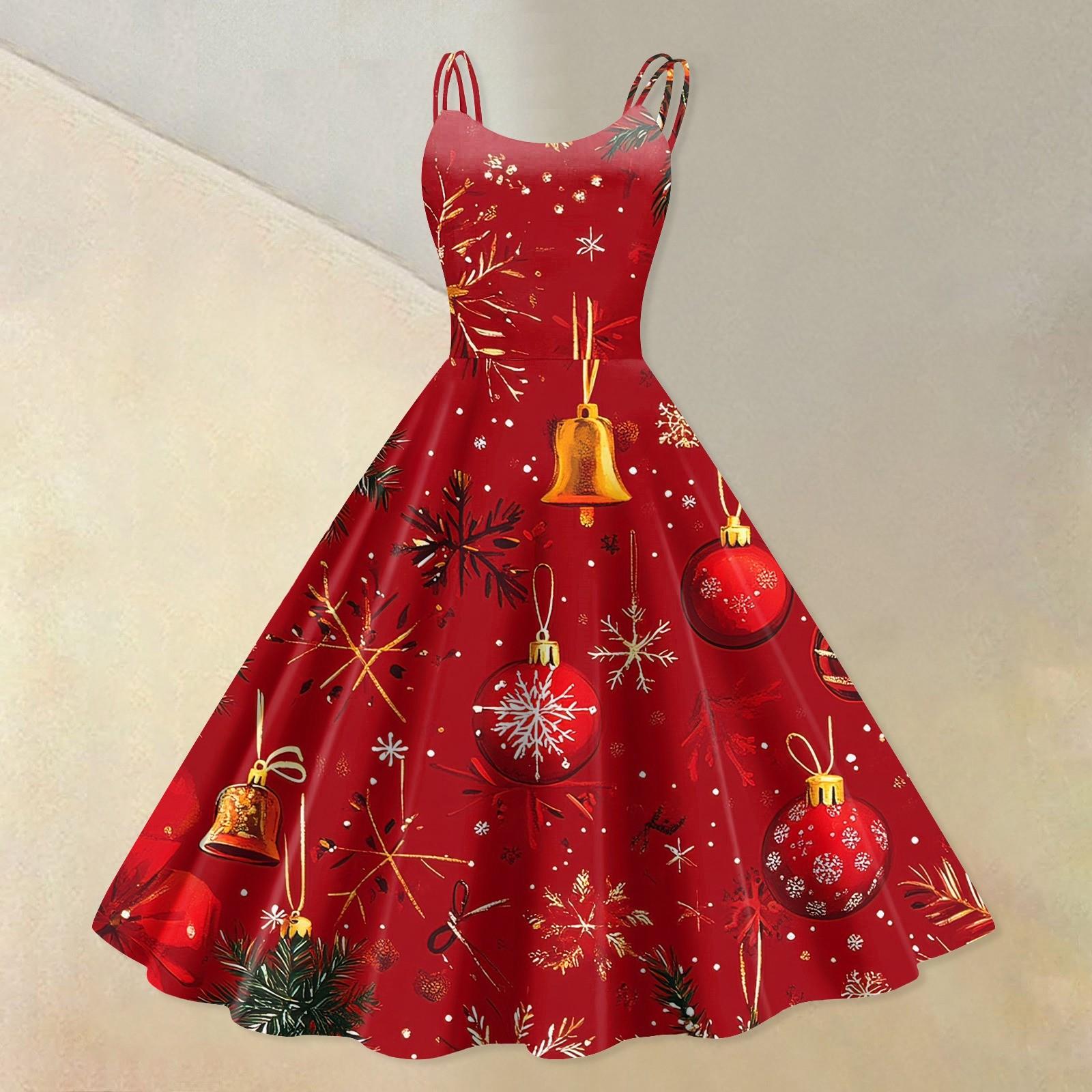 

Женское модное сексуальное коктейльное платье без бретелек с рождественским принтом в стиле панк, винтажное платье. S красный