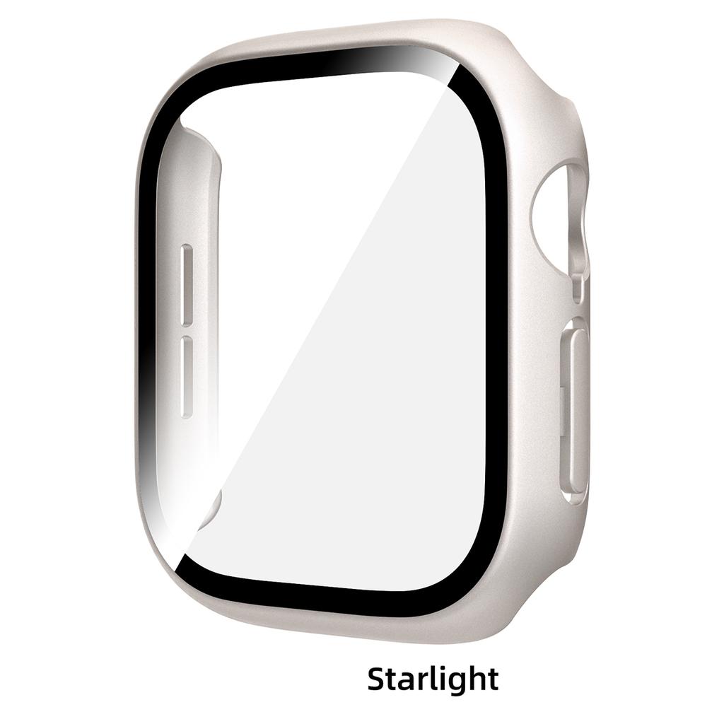 Gehärtetes Glas PC-Hülle für Apple Watch 12 46mm 42mm Harter Stoßfänger Displayschutz Abdeckung für Iwatch Serie 12 Schalen Zubehör 7
