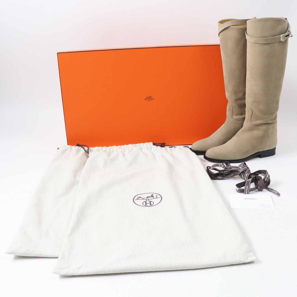 HERMES Knee-high boots Kelly Buckle Jumping Boots / beige sabre Chevre Veroa 34 Used
