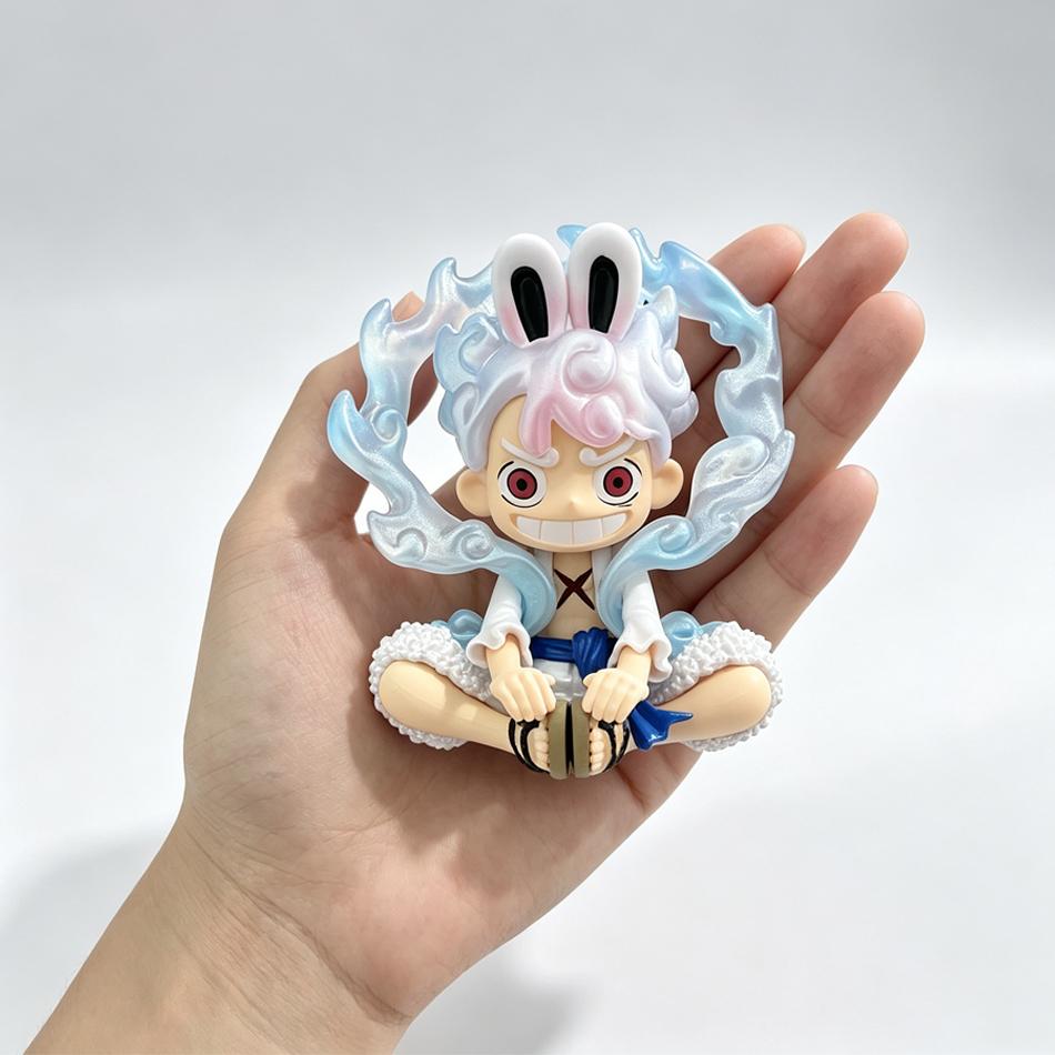 Anime One Piece Figurine Sitting Posture Rabbit Nika Luffy 15Cm Q-Version Peripheral Trendy Toy Pvc Model Ornament Gift In Stock